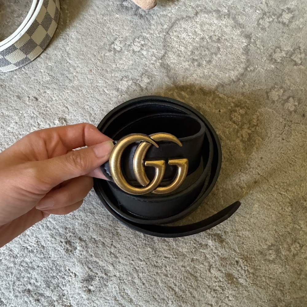 Black Belt with Gold GG Buckle